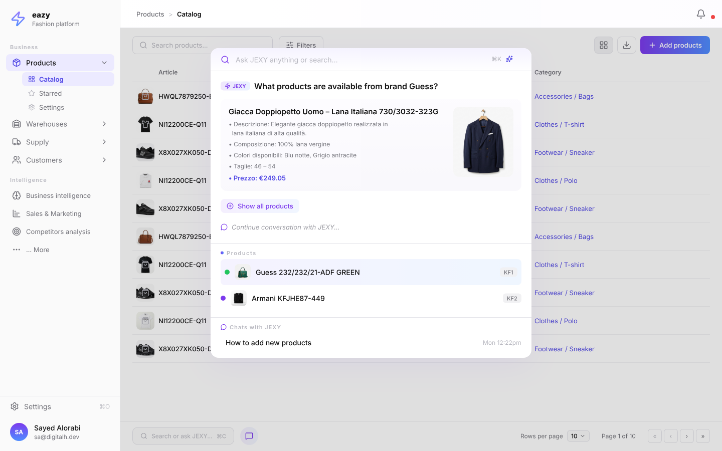 Eazy.moda dashboard preview