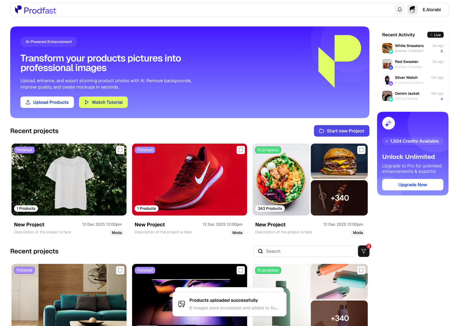 Prodfast app preview